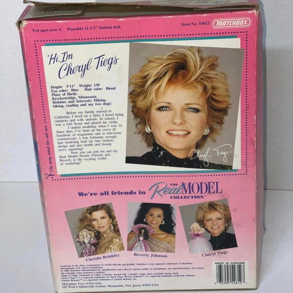 Vintage 1989 Matchbox the Real Model Collection Cheryl Tiegs Doll New In box . - Picture 5 of 10